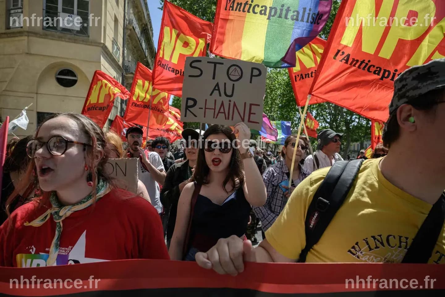 Manifestation du 1er Mai à Mâcon avant la célébration de la « fête de la nation » par le RN
