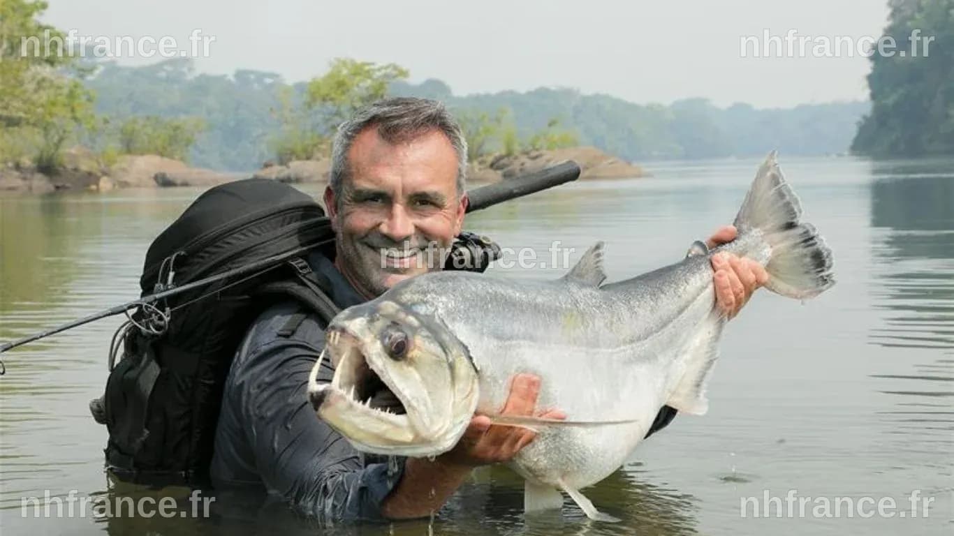 Cyril Chauquet en pleine action de pêche.